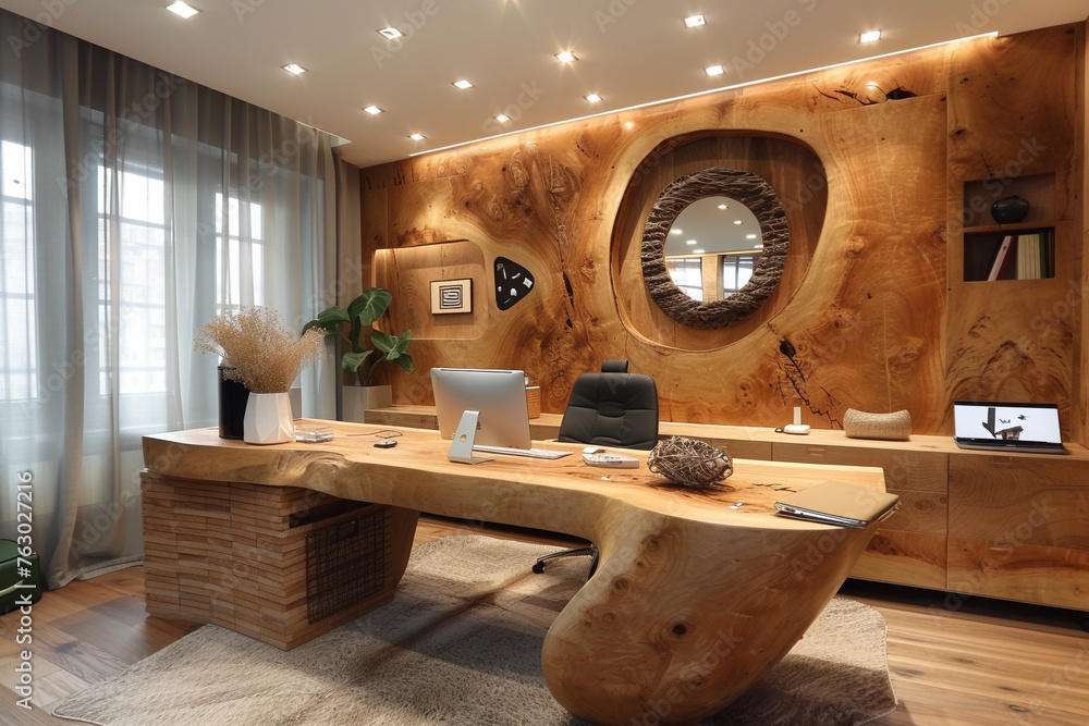 modern natural material and creative design working space working room ...