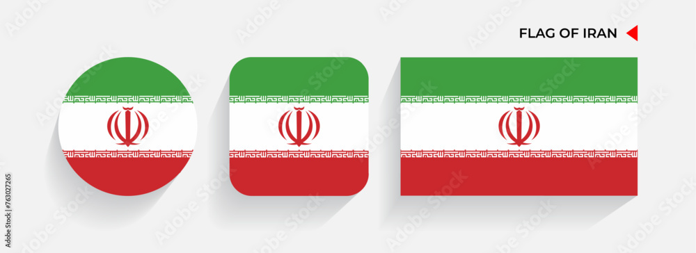 Iran Flags arranged in round, square and rectangular shapes