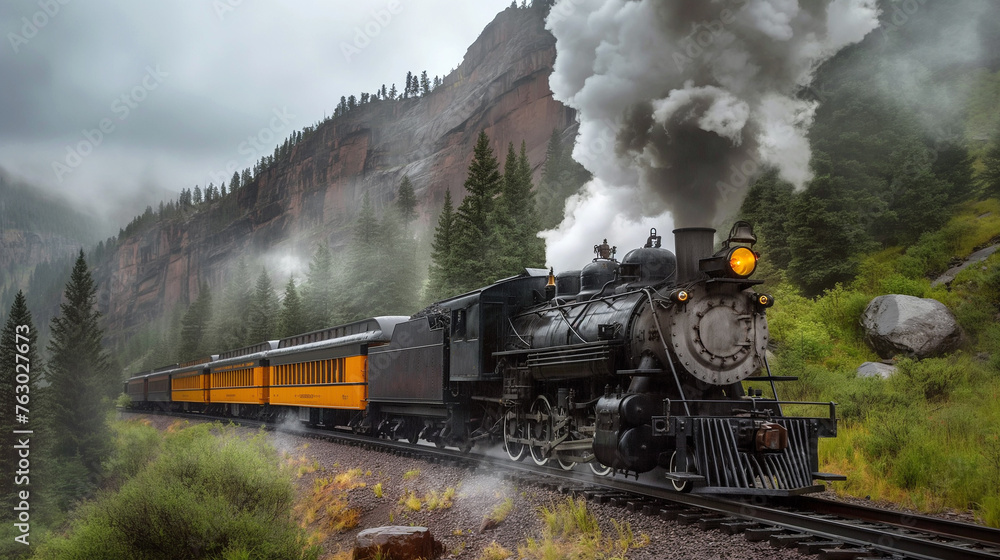 Obraz premium Narow gauge railway in wild west, USA.