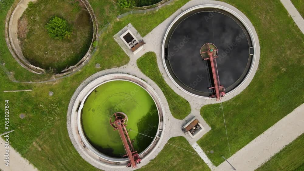 Aerial view of water purification facilities. Aerial view of water purification facilities.