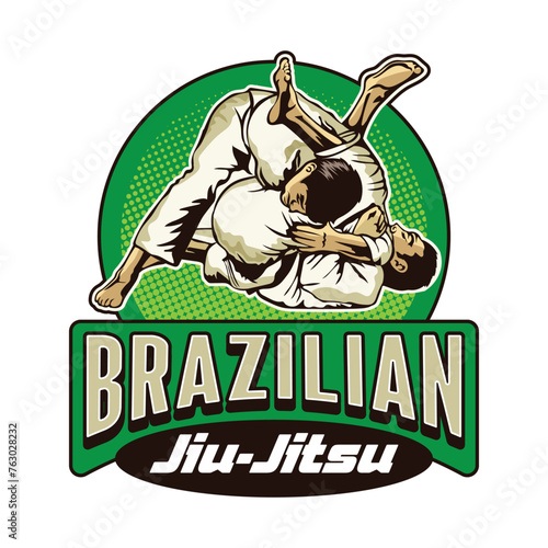 Jiu-jitsu martial art vector illustration, perfect for t shirt design and martial art training club logo design photo