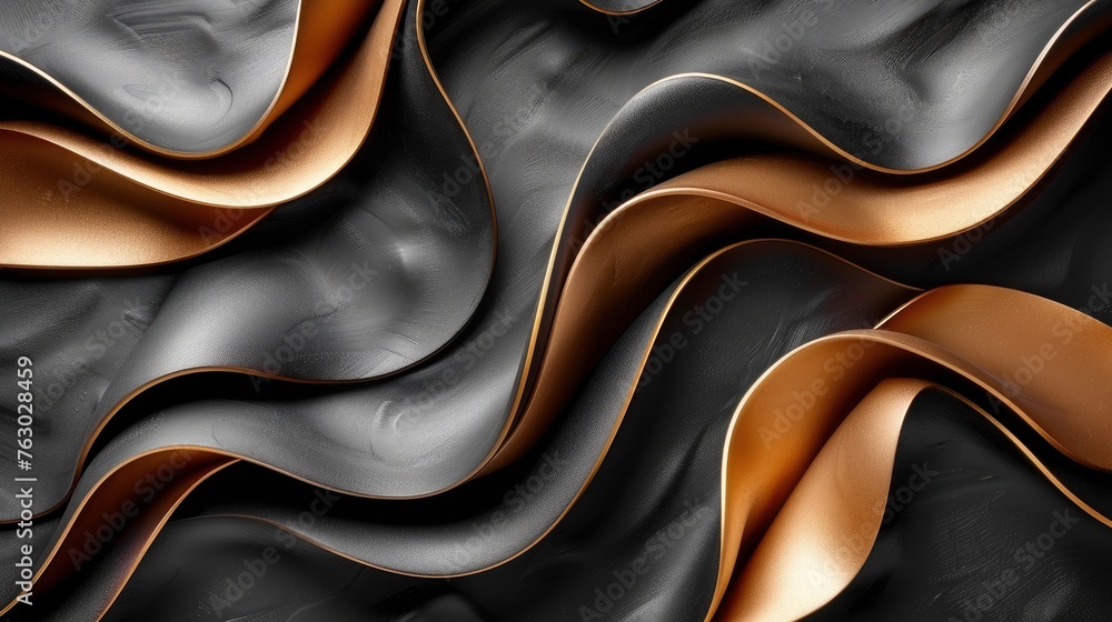 golden luxury lines curves, abstract wavy on dark background