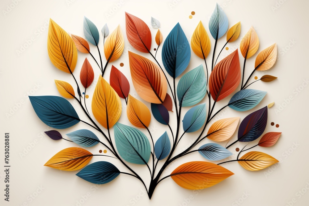 Beautiful colorful tree with hanging leaves background illustration for wallpaper and prints