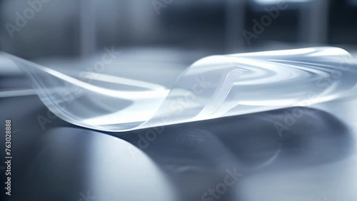 A detailed shot of a piezoelectric sheet showcasing its flexibility and ability to bend and conform to different shapes.