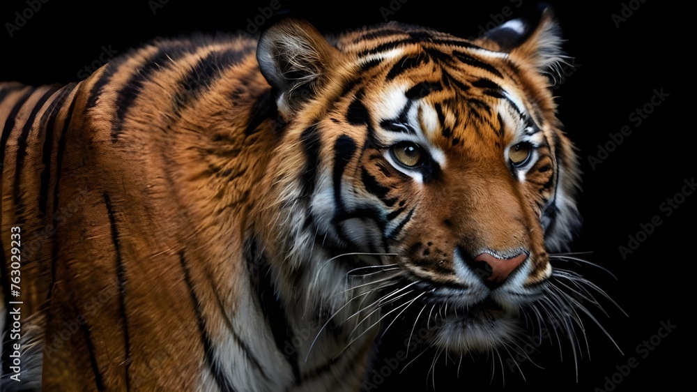 Fototapeta premium Tiger with a black background