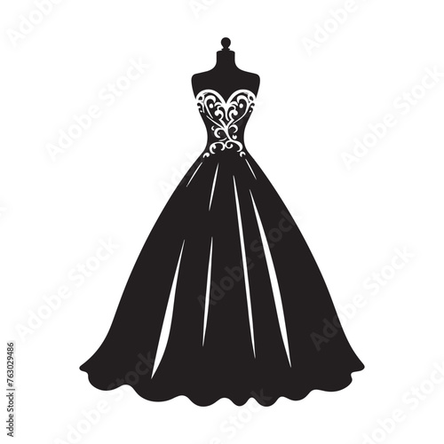 Majestic Formal Gown Set of Silhouette - Captivating Shadows of Regality and Grace with Minimallest Formal Gown Vector - Formal Gown Illustration
