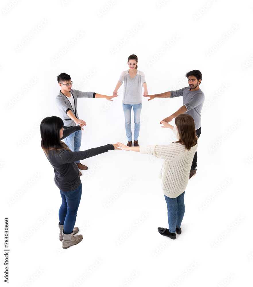 Social networking between friends concept.