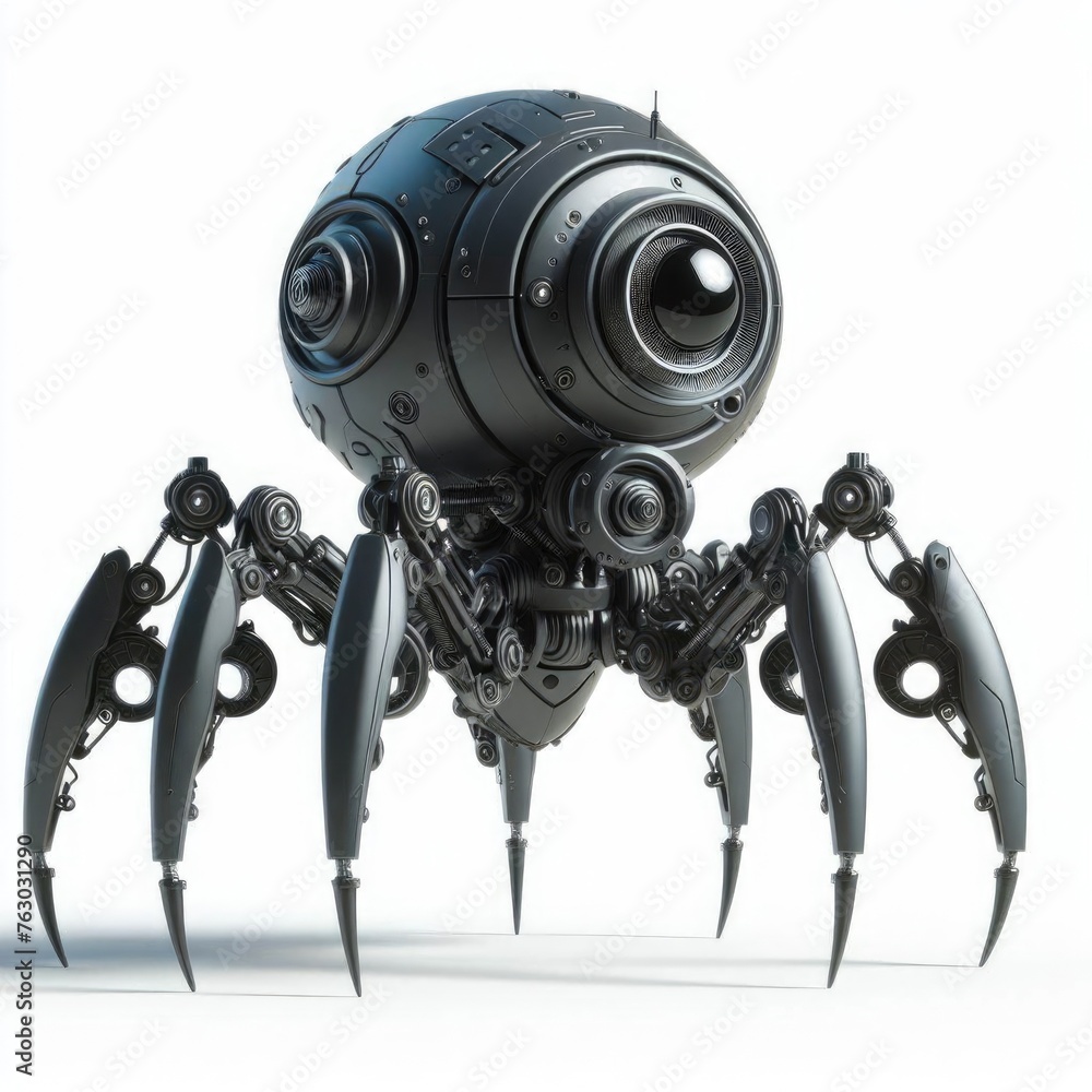 A spider robot standing on a white background A spider robot standing on a white background