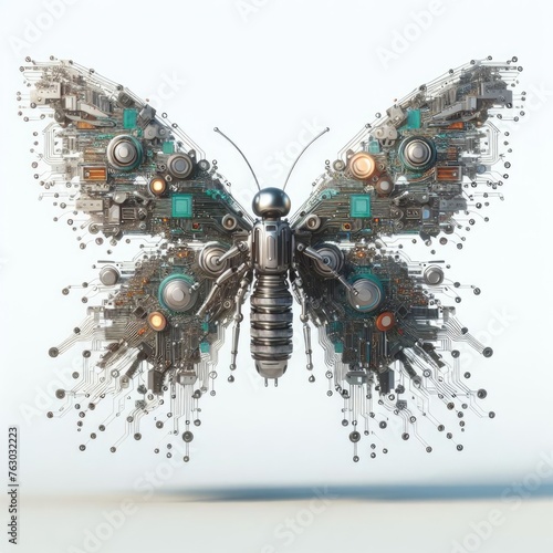 A butterfly robot on a white background