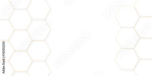 Fototapeta Naklejka Na Ścianę i Meble -  Abstract white hexagon concept background. Seamless pattern with hexagon. Hexagonal white hexagons honeycomb wallpaper. Abstract white lines background.