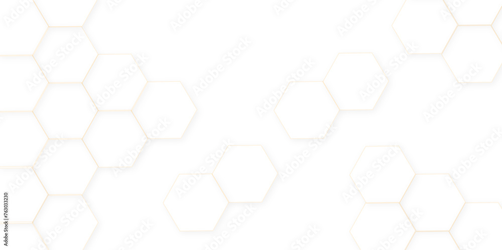 Abstract white hexagon concept background. Seamless pattern with hexagon. Hexagonal white hexagons honeycomb wallpaper. Abstract white lines background. - obrazy, fototapety, plakaty 