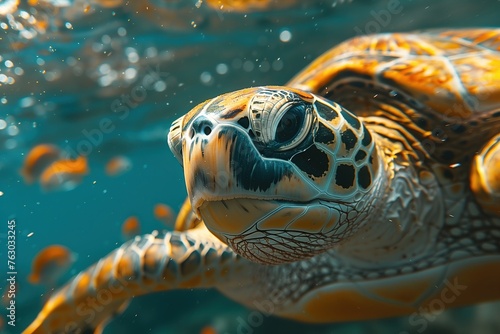 Sea Turtle Swimming in the Ocean © Jelena