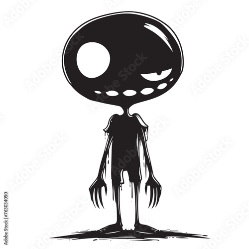 Metallic Macabre Eerie Character in Line Art