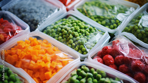 Frozen vegetables in plastic bags mix storage healthy