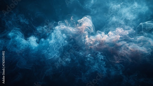 Isolated smoke blowing against a dark background