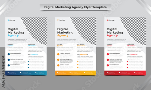 Digital marketing agency flyer Brochure design,corporate business flyer, business proposal, annual report, digital marketing agency flyer in A4 template. vector illustration. 