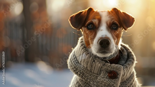 Beautiful Jack Russell Dog Wearing Coat, Banner Image For Website, Background, Desktop Wallpaper