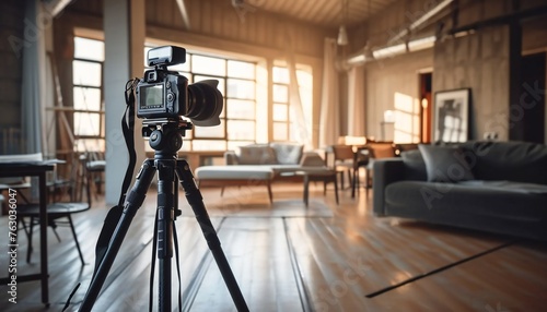 DSLR Camera Filming Modern Apartment