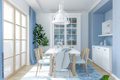 3d rendering of a diningroom style photo