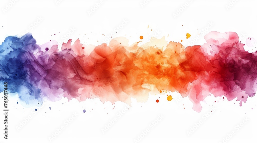 Watercolor stains on a white background, abstract blots isolated. Pixel watercolor with bright colors.