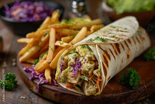 chopwrap with cole slaw and fries