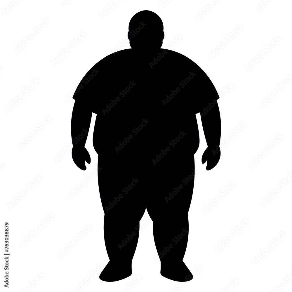 black vector fat man silhouette white background black vector fat man silhouette white background