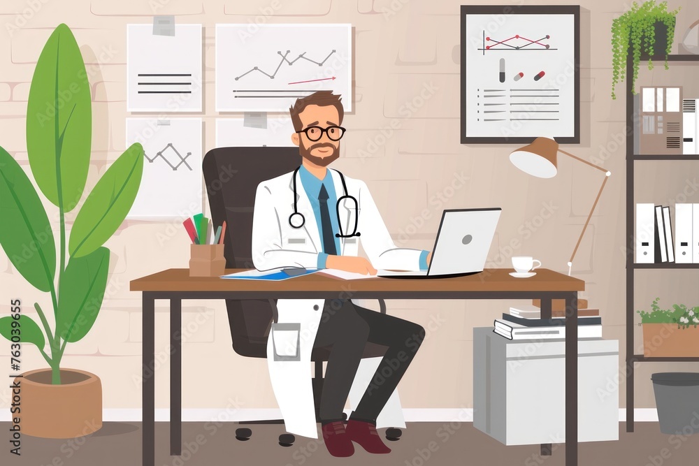 Fototapeta premium doctor man sitting in a desk