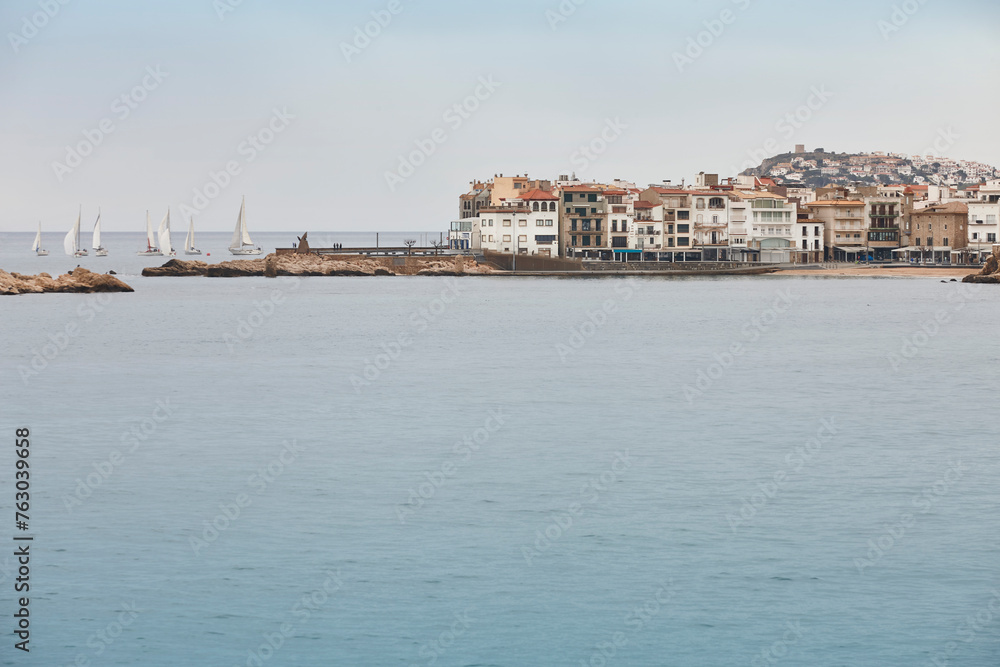 Picturesque mediterranean fishing village. LEscala, Costa Brava. Girona, Catalonia. Spain