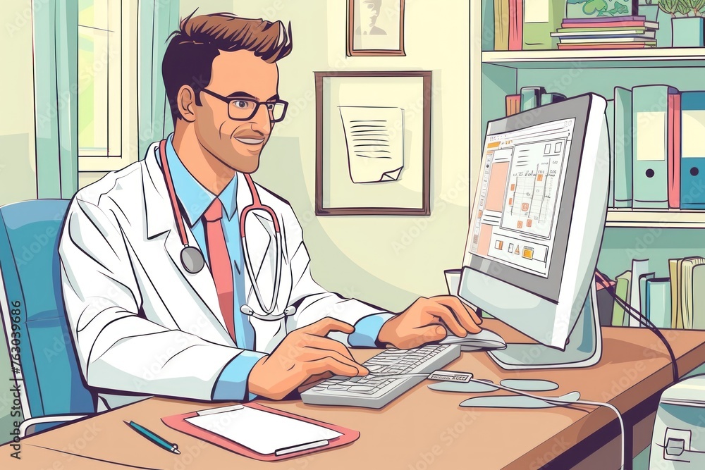 doctor man sitting in a desk doctor man sitting in a desk