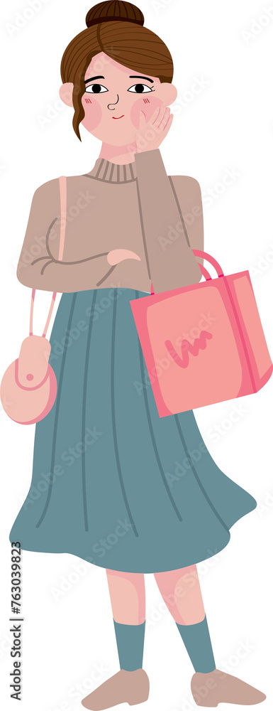character holding shopping bags with fashion clothing character holding shopping bags with fashion clothing