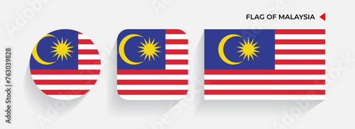 Malaysia Flags arranged in round, square and rectangular shapes