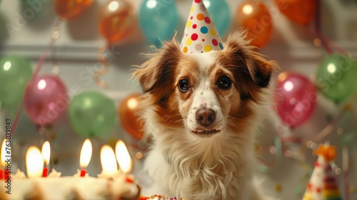 Cute Dog Party Hat Birthday Cake, Banner Image For Website, Background, Desktop Wallpaper © Pic Hub