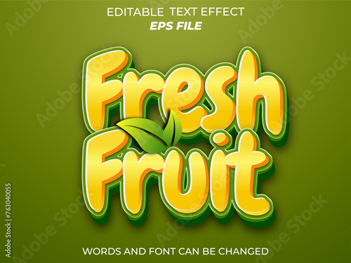 fresh fruit text effect, font editable, typography, 3d text. vector template