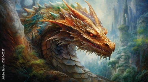 In this mesmerizing portrait a colossal fantasy dragon © Cybonix
