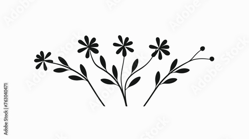 Minimalistic floral branch. Hand drawn icon 