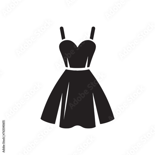 Chic LBD (Little Black Dress) Silhouette Extravaganza - Elevating Fashion with Effortless Elegance and LBD Illustration - Minimalist LBD Vector
 photo