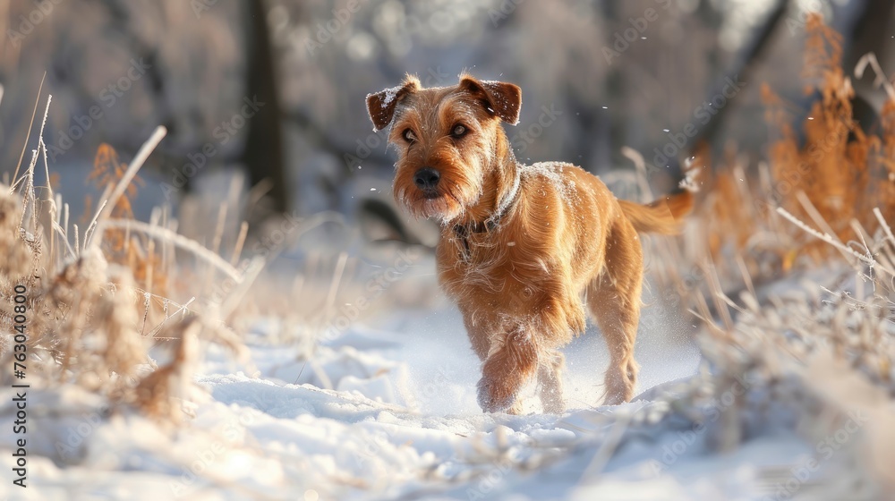 Dog Breed Irish Terrier Winter, Banner Image For Website, Background, Desktop Wallpaper