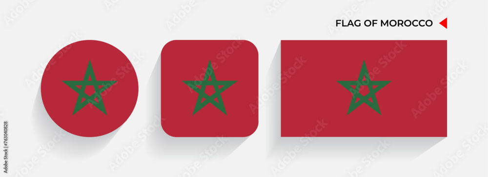 Morocco Flags arranged in round, square and rectangular shapes Morocco Flags arranged in round, square and rectangular shapes