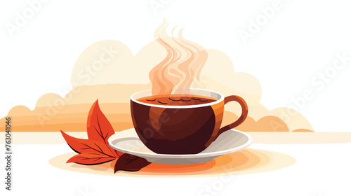 Morning coffee hot flat vector
