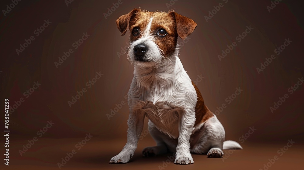 Dog Jack Russell Terrier On Brown, Banner Image For Website, Background, Desktop Wallpaper