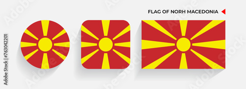 North Macedonia Flags arranged in round, square and rectangular shapes