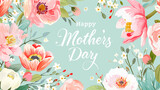 exquisite card for Mother's day with  beautiful bouquet flowers on pastel  background. greeting card.