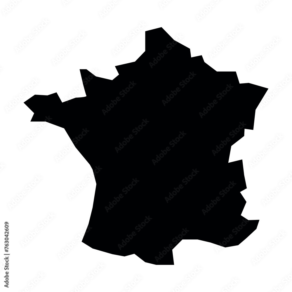black vector france map on white background