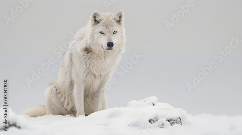 White Arctic Wolf: Majestic Predator Enduring Isolation and Arctic Winters
