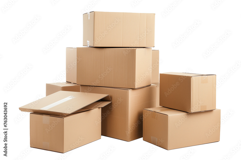stack of cardboard boxes, png isolated stack of cardboard boxes, png isolated