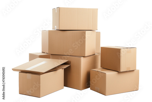 stack of cardboard boxes, png isolated