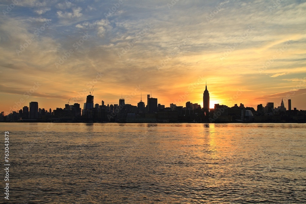 Sunset over Manhattan in New York, USA