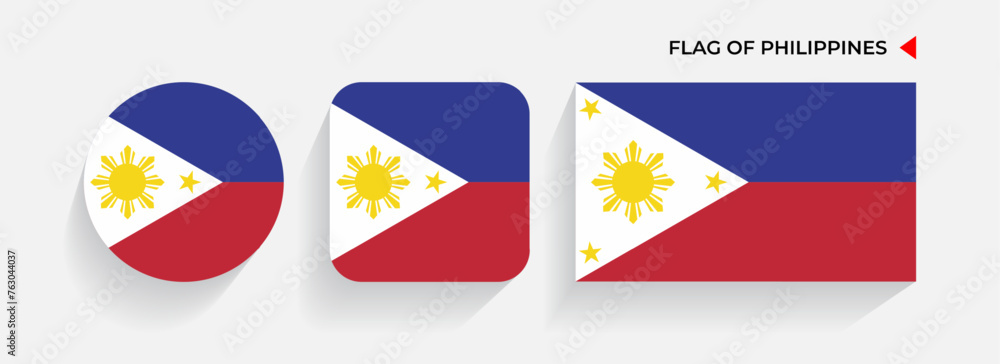 Philippines Flags arranged in round, square and rectangular shapes Philippines Flags arranged in round, square and rectangular shapes