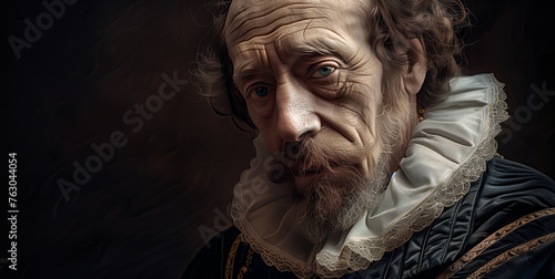 Portrait of William Shakespeare famous English playwright and poet. photo