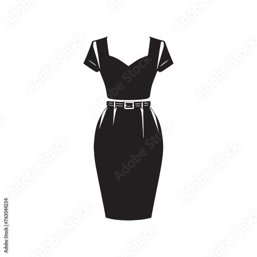 Modern Pencil Skirt and Blouse Silhouette Compilation - Crafting Shadows of Timeless Elegance and Trendsetting Fashion - Minimallest Pencil Skirt Vector - Pencil Skirt Illustration
